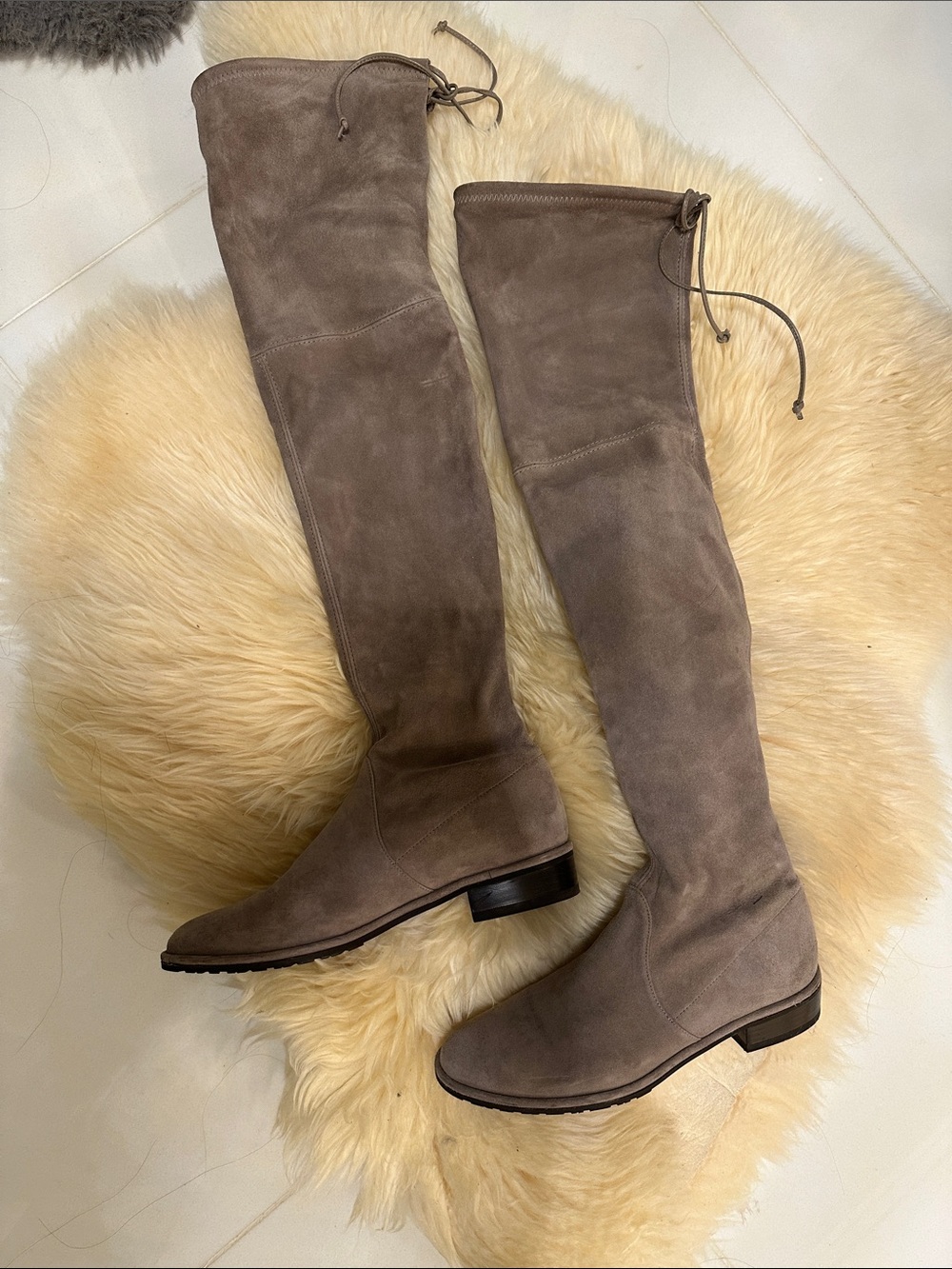 Stuart Weitzman Women’s Over-the-Knee Suede Riding Boots - Taupe